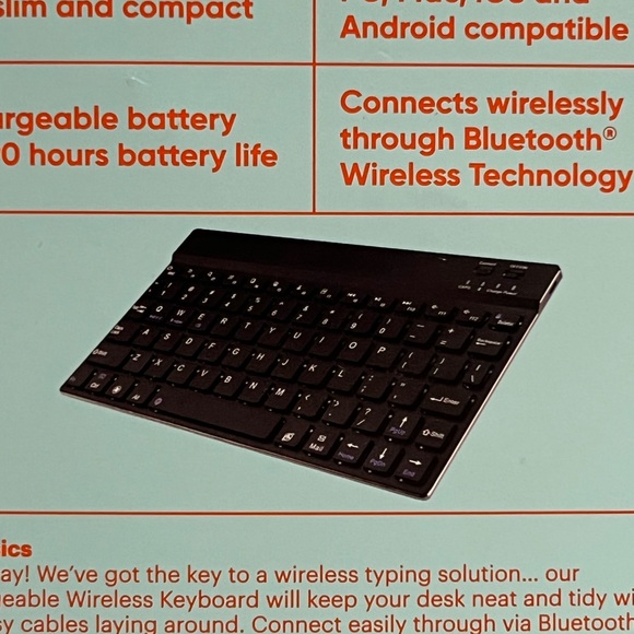 Onn Rechargeable Bluetooth Wireless Keyboard for Tablets Laptops and Smartphones - Picture 2 of 4